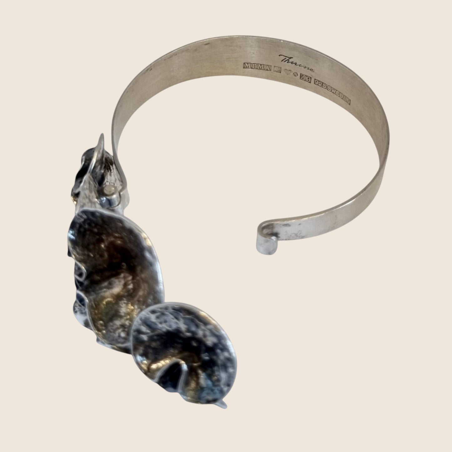 Theresia Hvorslev, "Water lily" Sweden. 1974. Rare silver bangle
