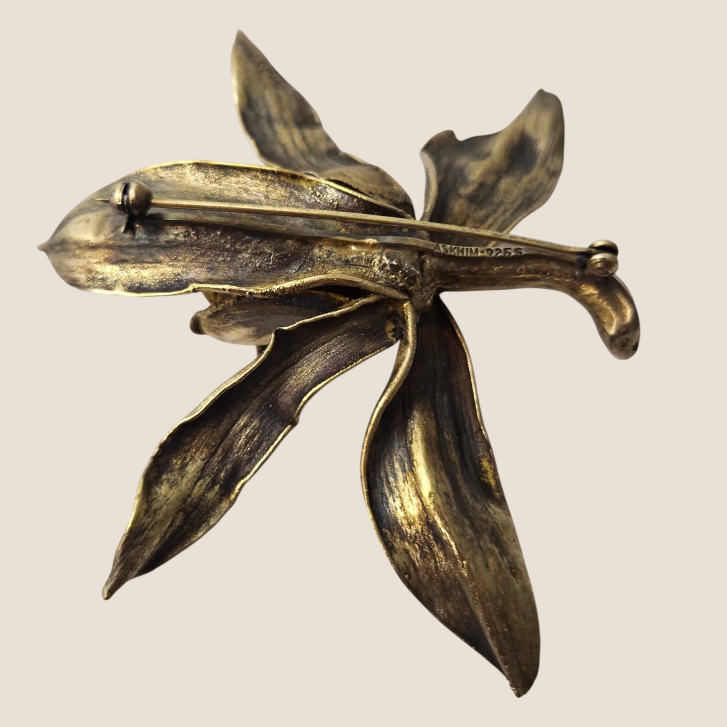 Leo Askhim, Denmark. Gilded Sterling Silver Floral Brooch