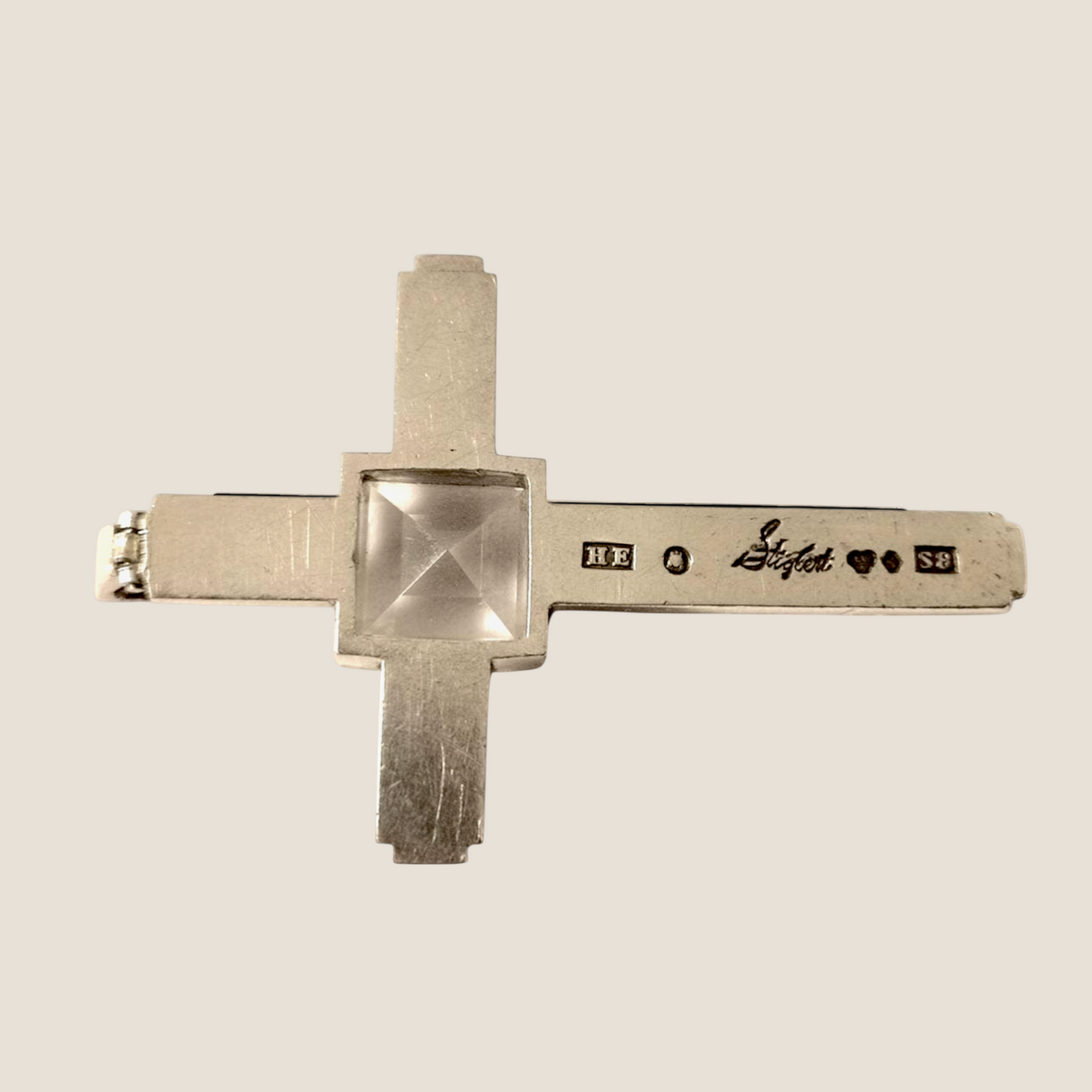 Stigbert, Heribert Engelbert, Sweden, 1944.Vintage silver cross with a rock crystal