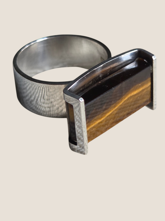 Elis Kauppi, Kupittaan Kulta, Finland. Silver tigers eye ring.