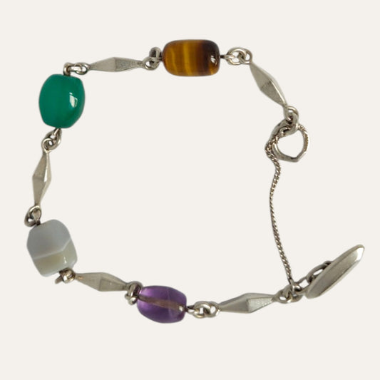 Arvo Saarela, 1964, Sweden. Silver Bracelet With Semi-Precious Stones