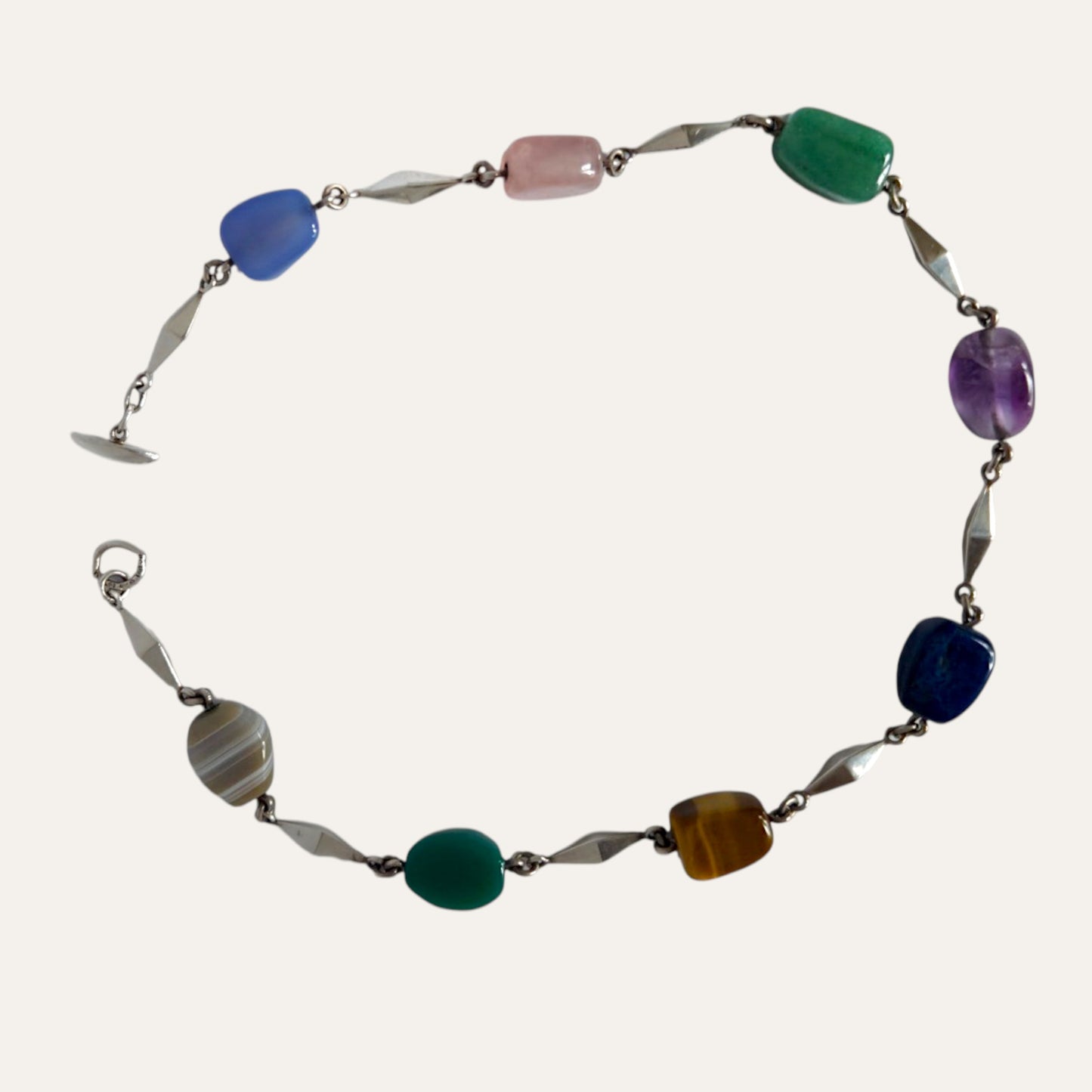 Arvo Saarela, 1961, Sweden. Silver Necklace With Semi-Precious Stones