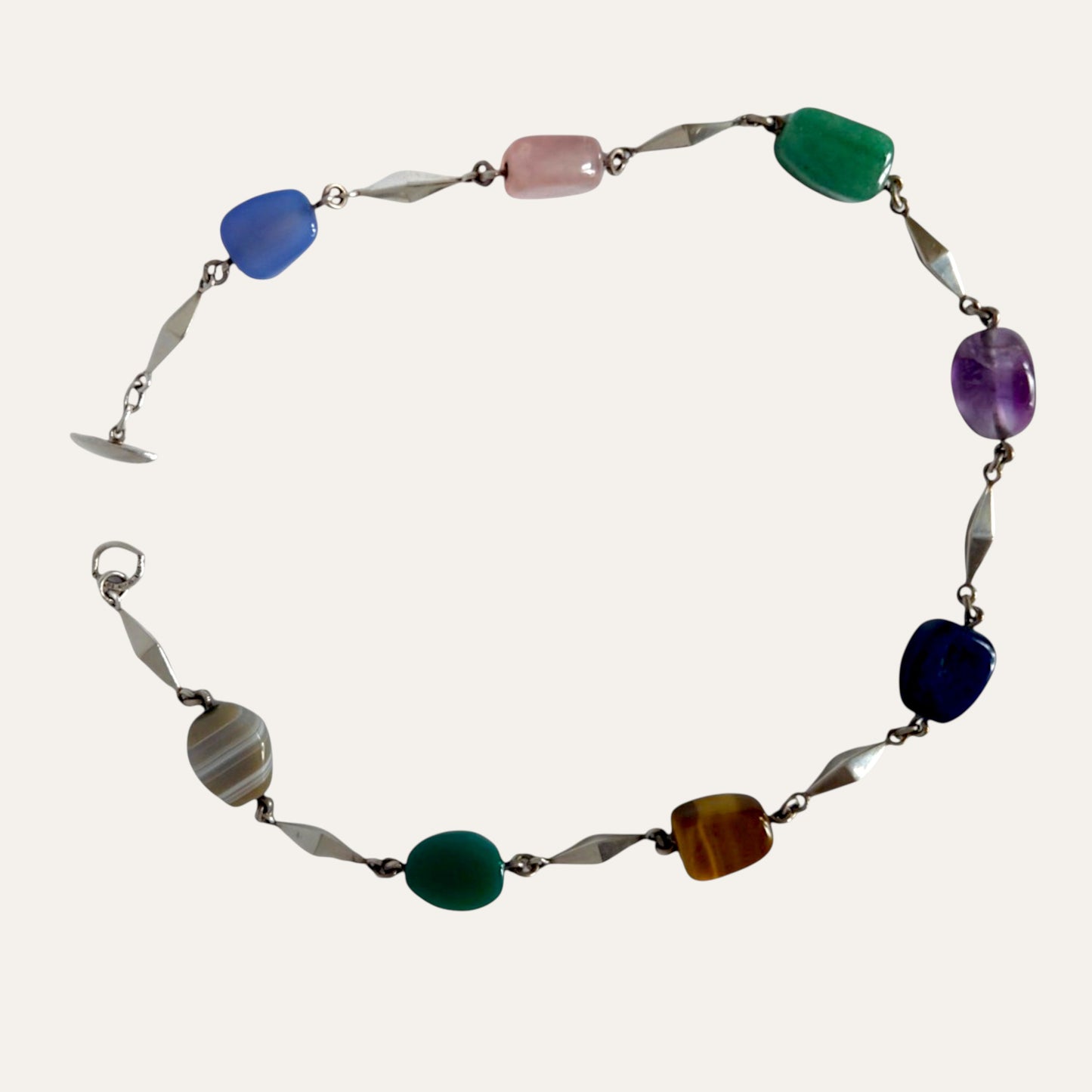 Arvo Saarela, 1961, Sweden. Silver Necklace With Semi-Precious Stones