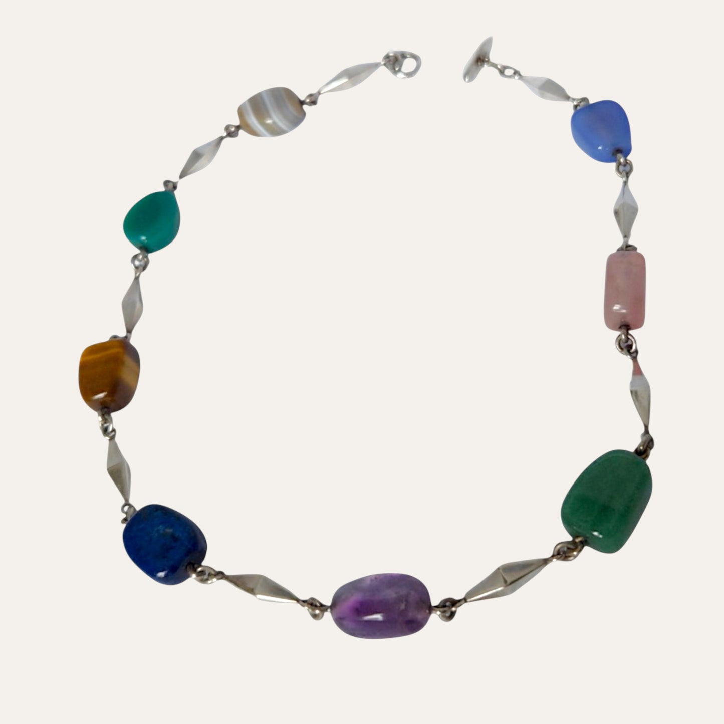 Arvo Saarela, 1961, Sweden. Silver Necklace With Semi-Precious Stones