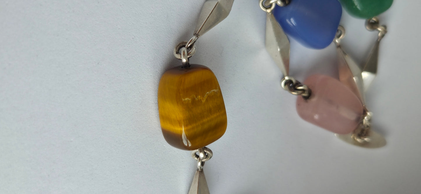 Arvo Saarela, 1961, Sweden. Silver Necklace With Semi-Precious Stones