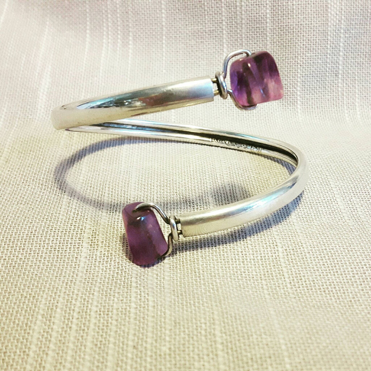 Vintage Rey Urban silver bangle with amethyst. Sweden