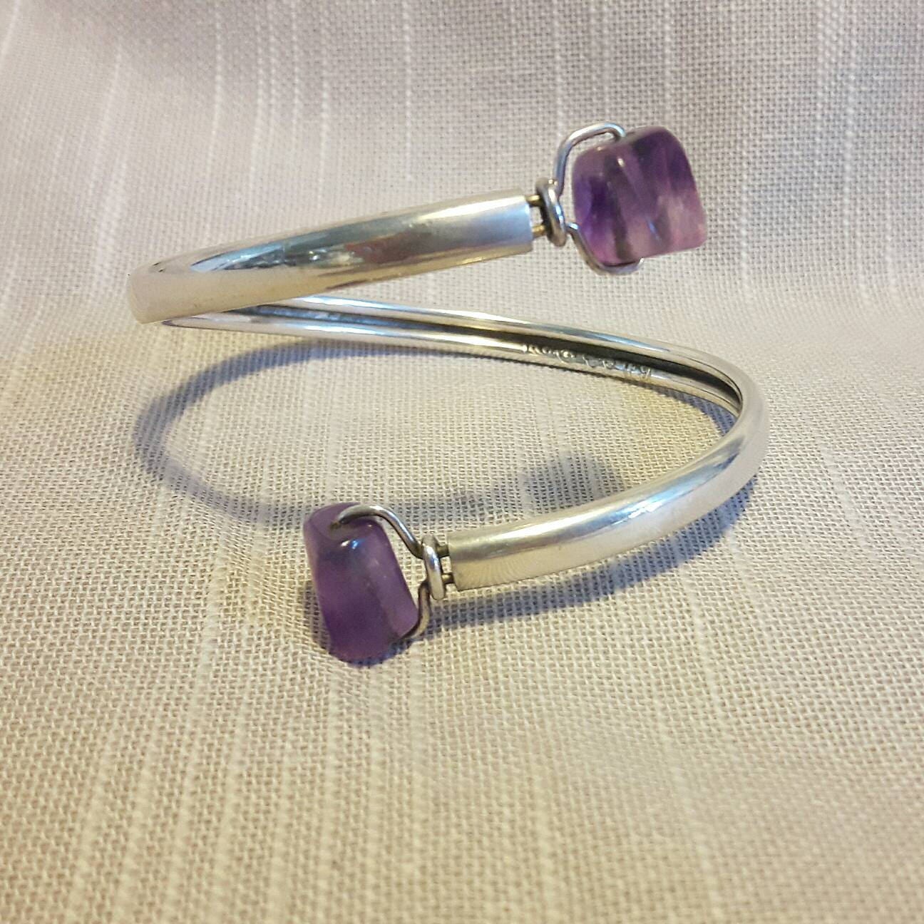 Vintage Rey Urban silver bangle with amethyst. Sweden