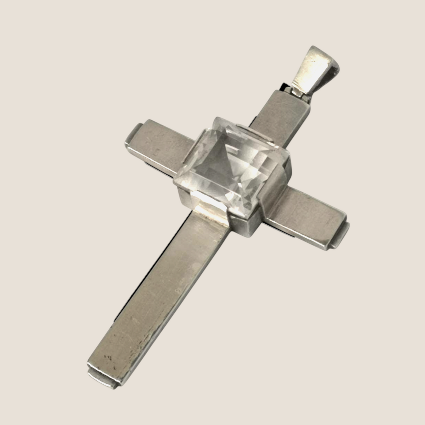 Stigbert, Heribert Engelbert, Sweden, 1944.Vintage silver cross with a rock crystal