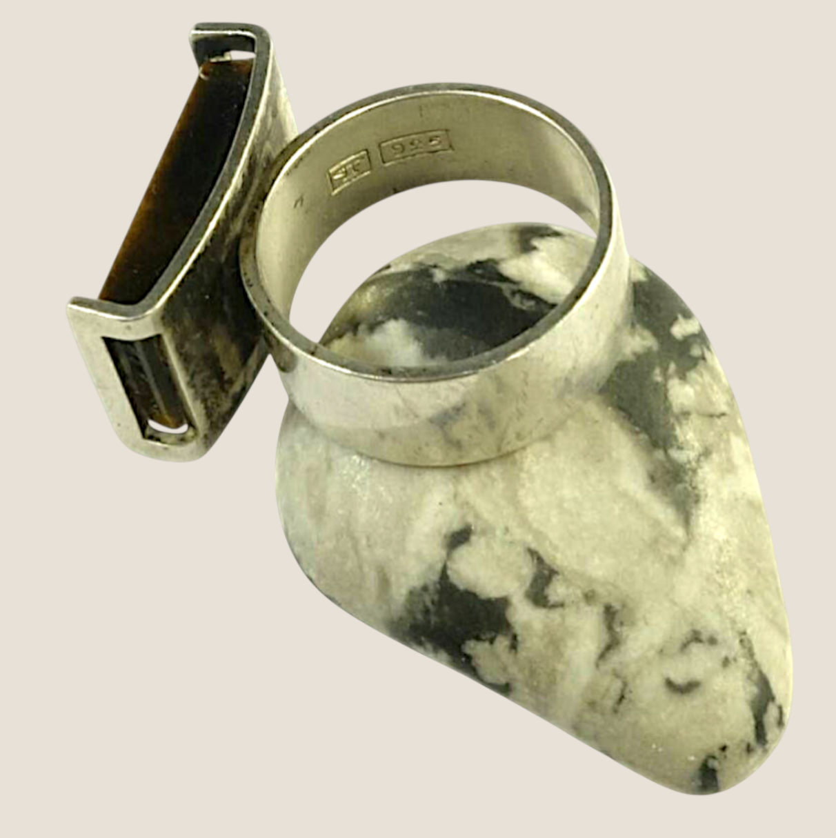 Elis Kauppi, Kupittaan Kulta, Finland. Silver tigers eye ring.
